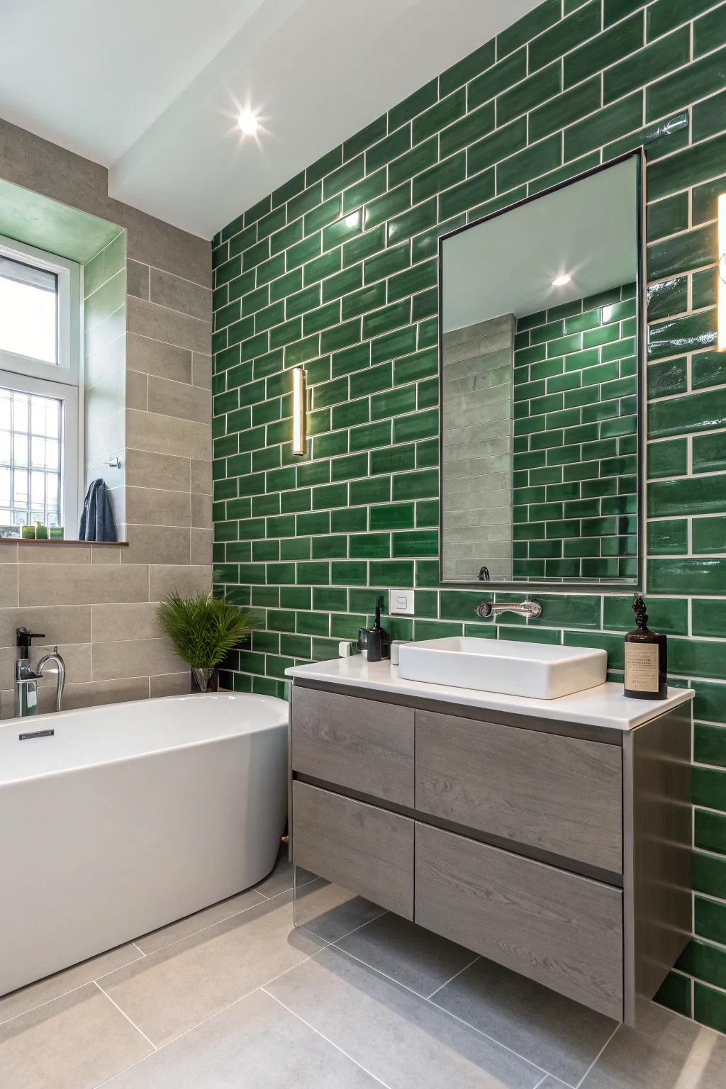 Urban edge with textured brick style tiles.