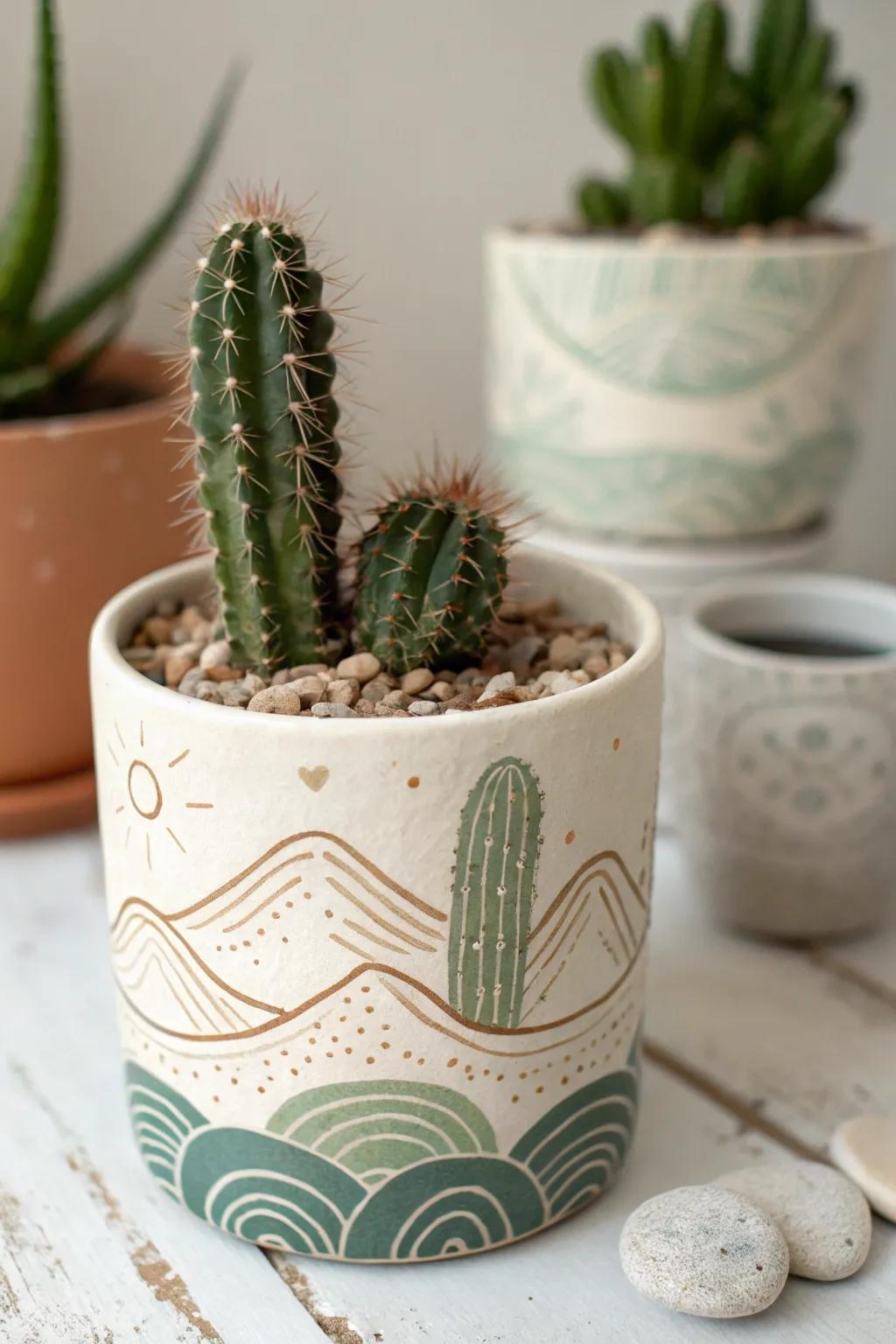 Transform your mug into an eco-friendly cactus planter—where minimalist design meets natural beauty!