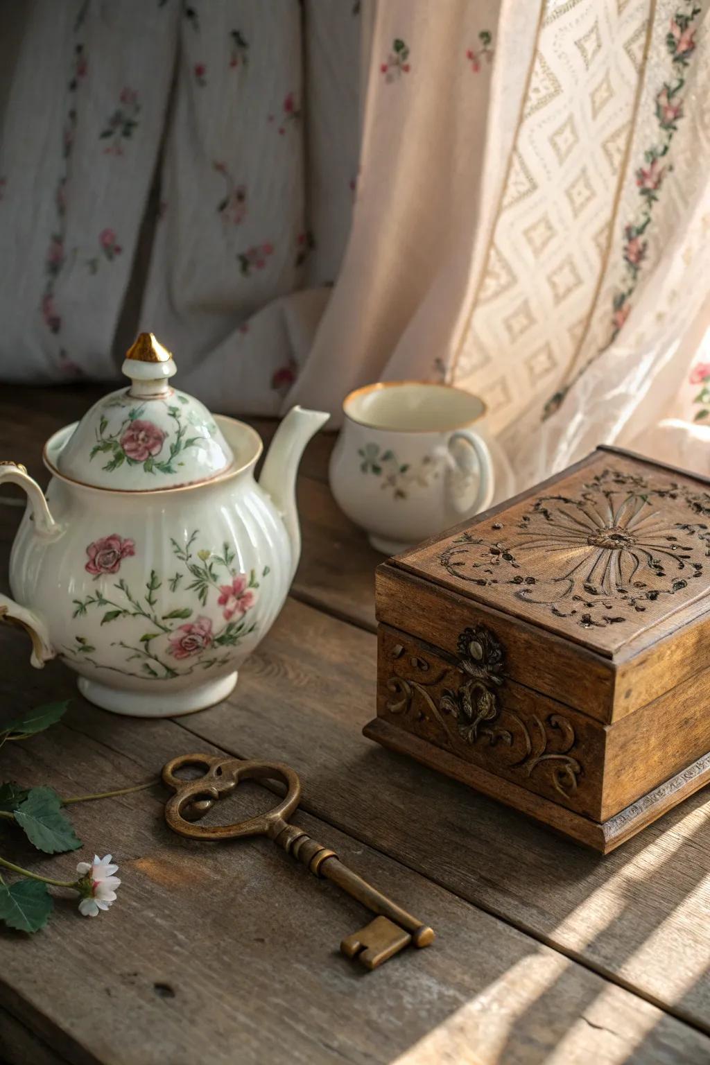 Timeless beauty captured in a vintage still life scene, where nostalgia meets elegance.