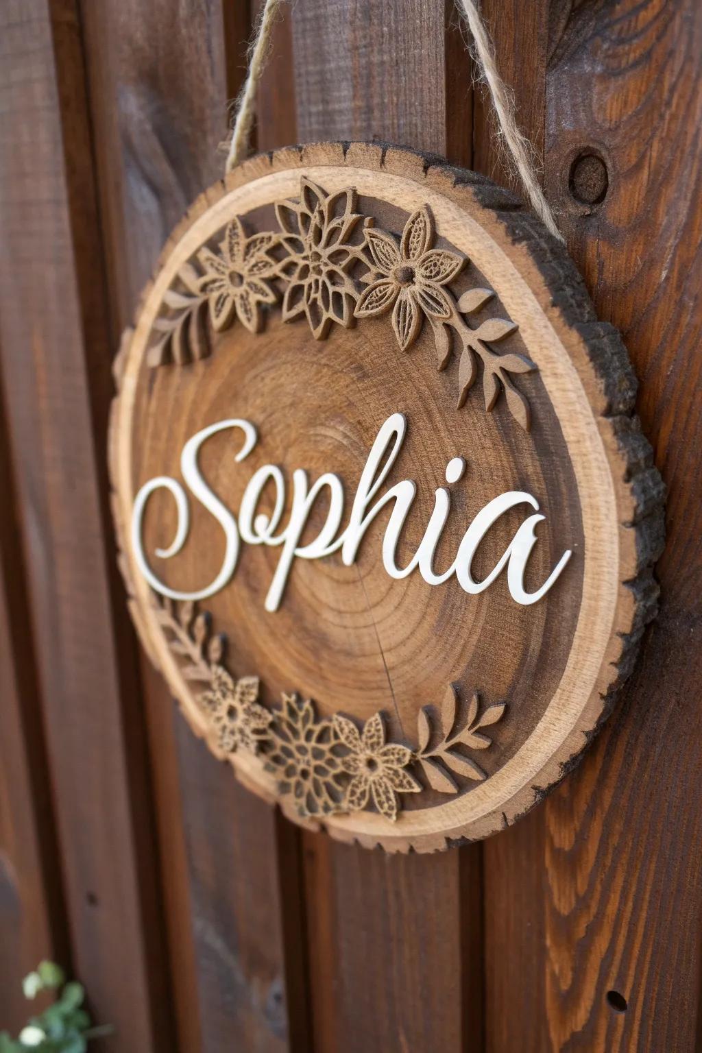 Craftsmanship in every detail: Personalized name plaques from reclaimed wood.