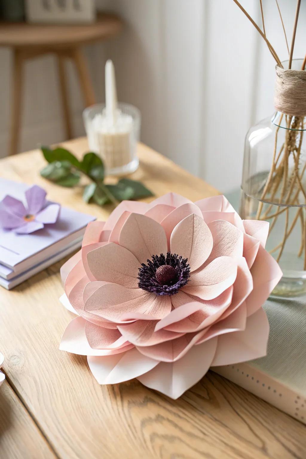 Embrace the charm of simplicity with a chic origami anemone. Perfect for adding a touch of elegance to any space.