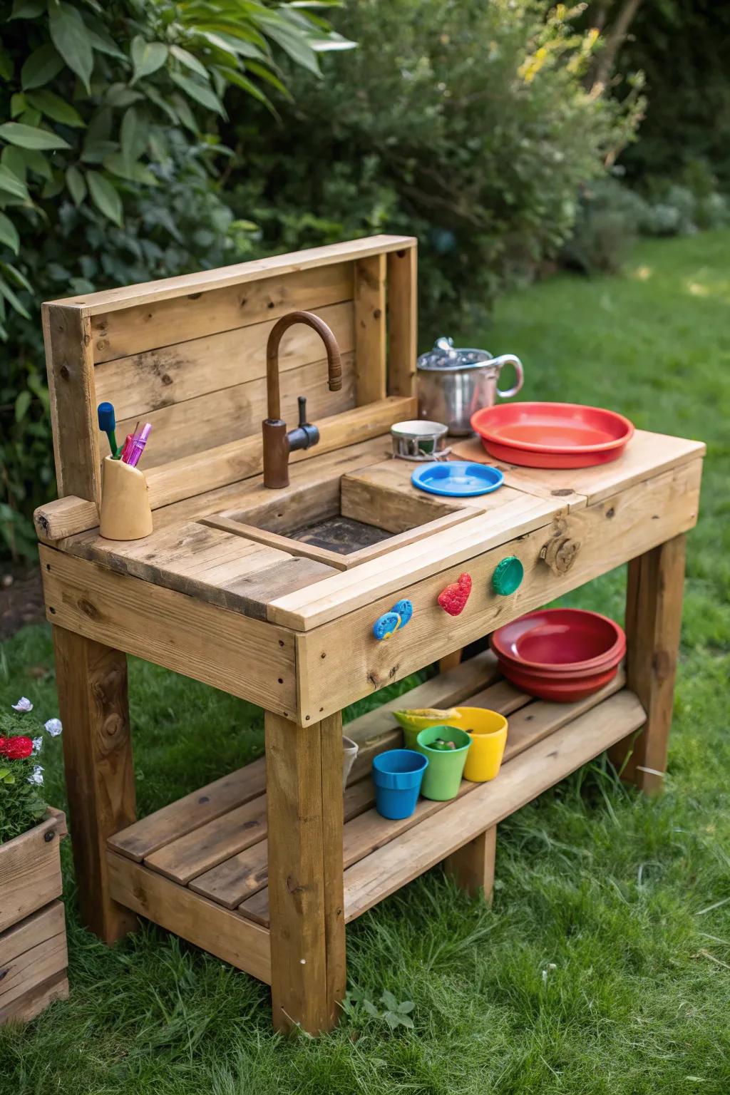 Inspire outdoor adventures with this handcrafted kids' play sink!