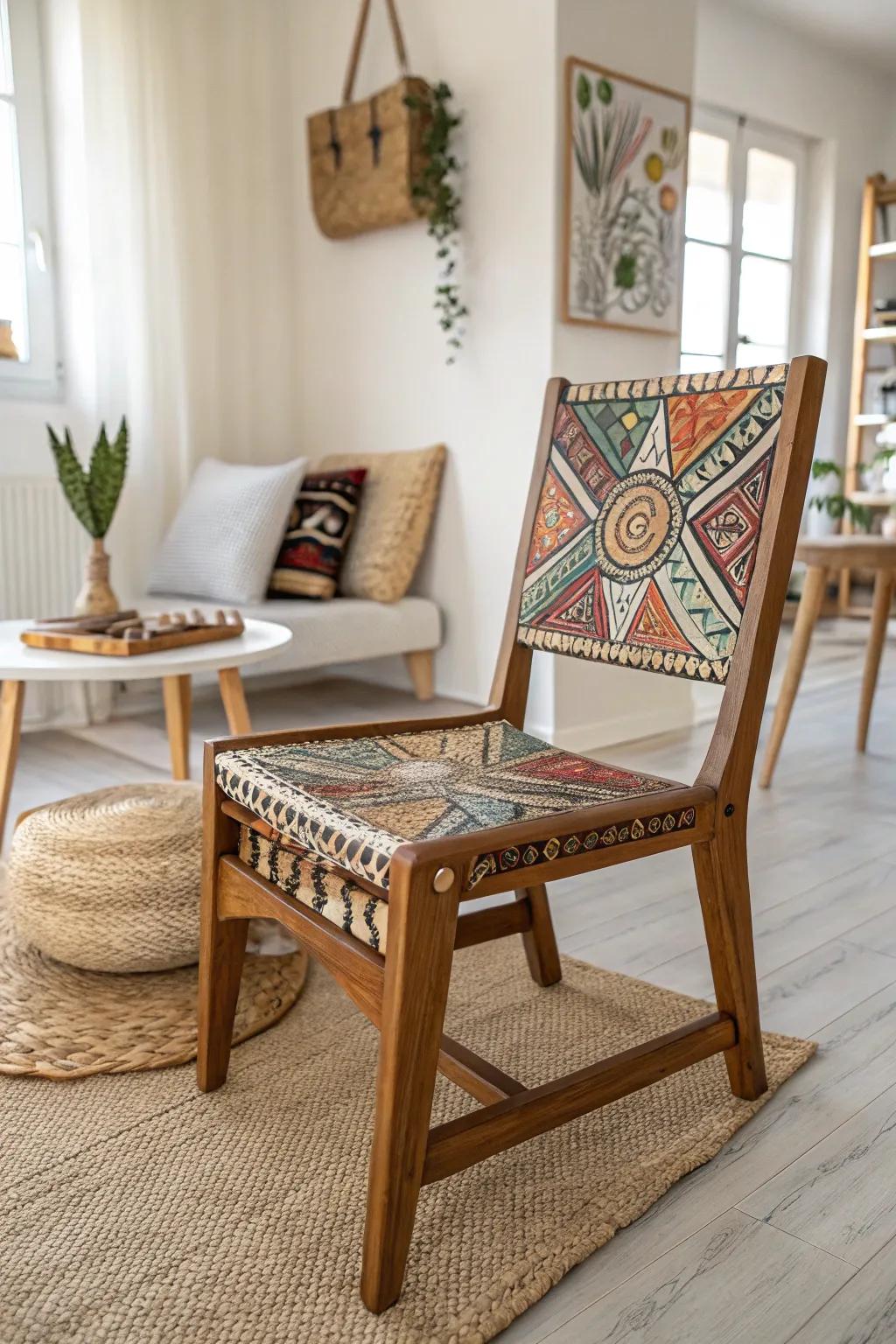 Transform your space with an artistic touch: a modern masterpiece from upcycled elegance.