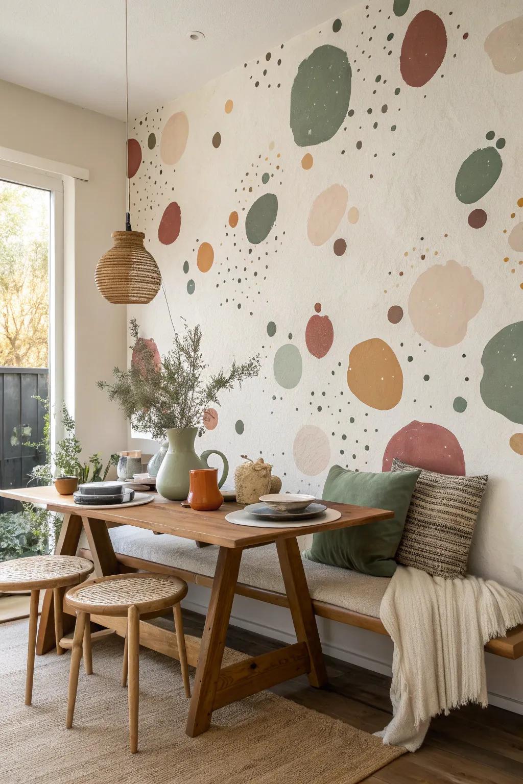 Energize your dining space with artistic splatters that inspire lively conversations and a touch of natural elegance.