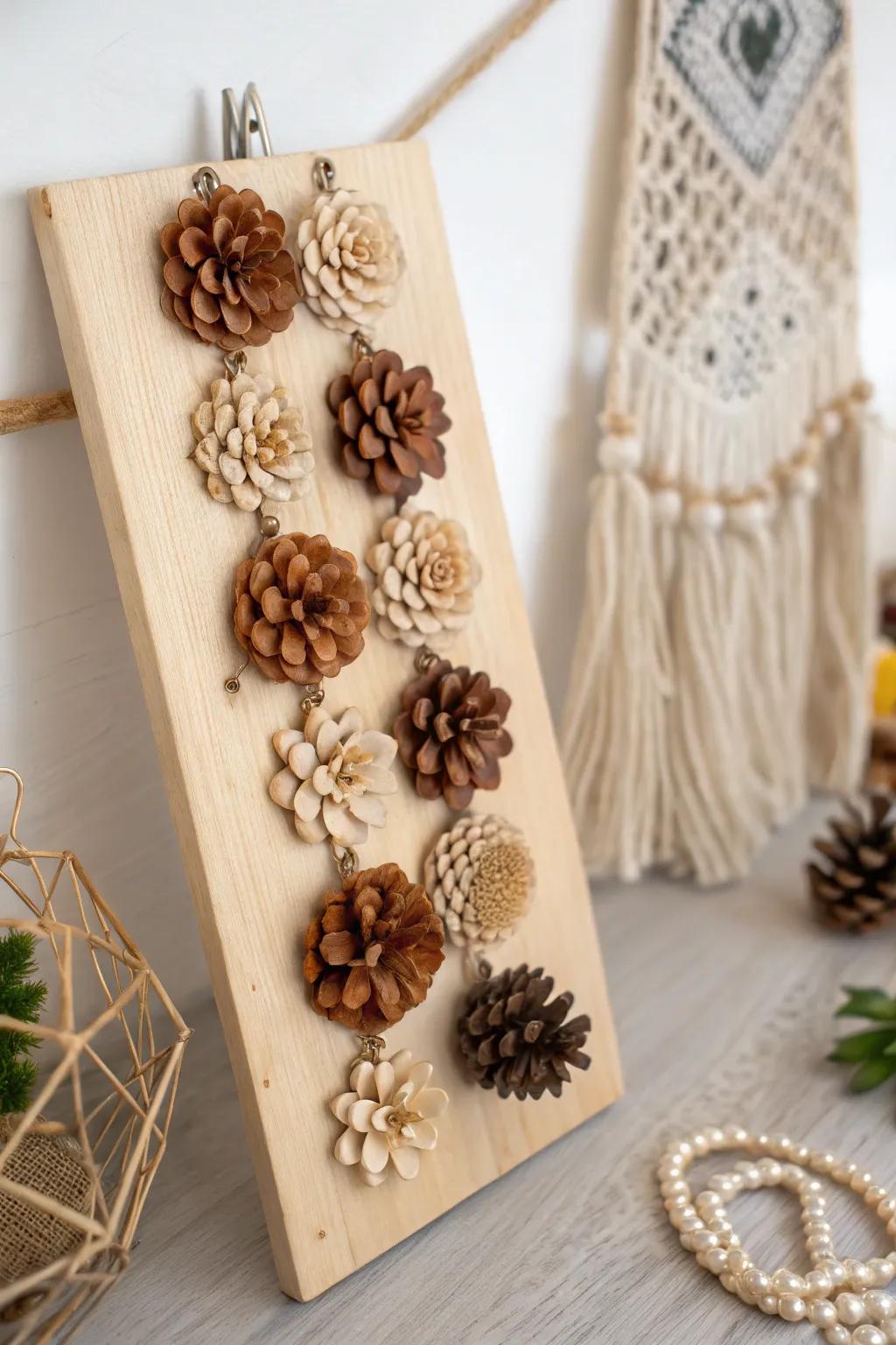Elevate your accessory game with this chic pinecone flower jewelry holder. A perfect blend of nature and elegance!