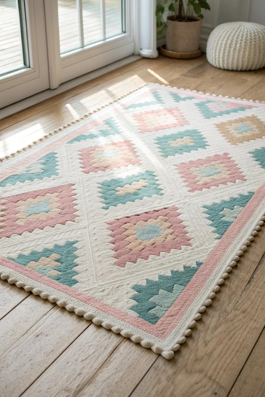 Elevate your space with a touch of pixel art charm. Discover the beauty of handcrafted rugs.
