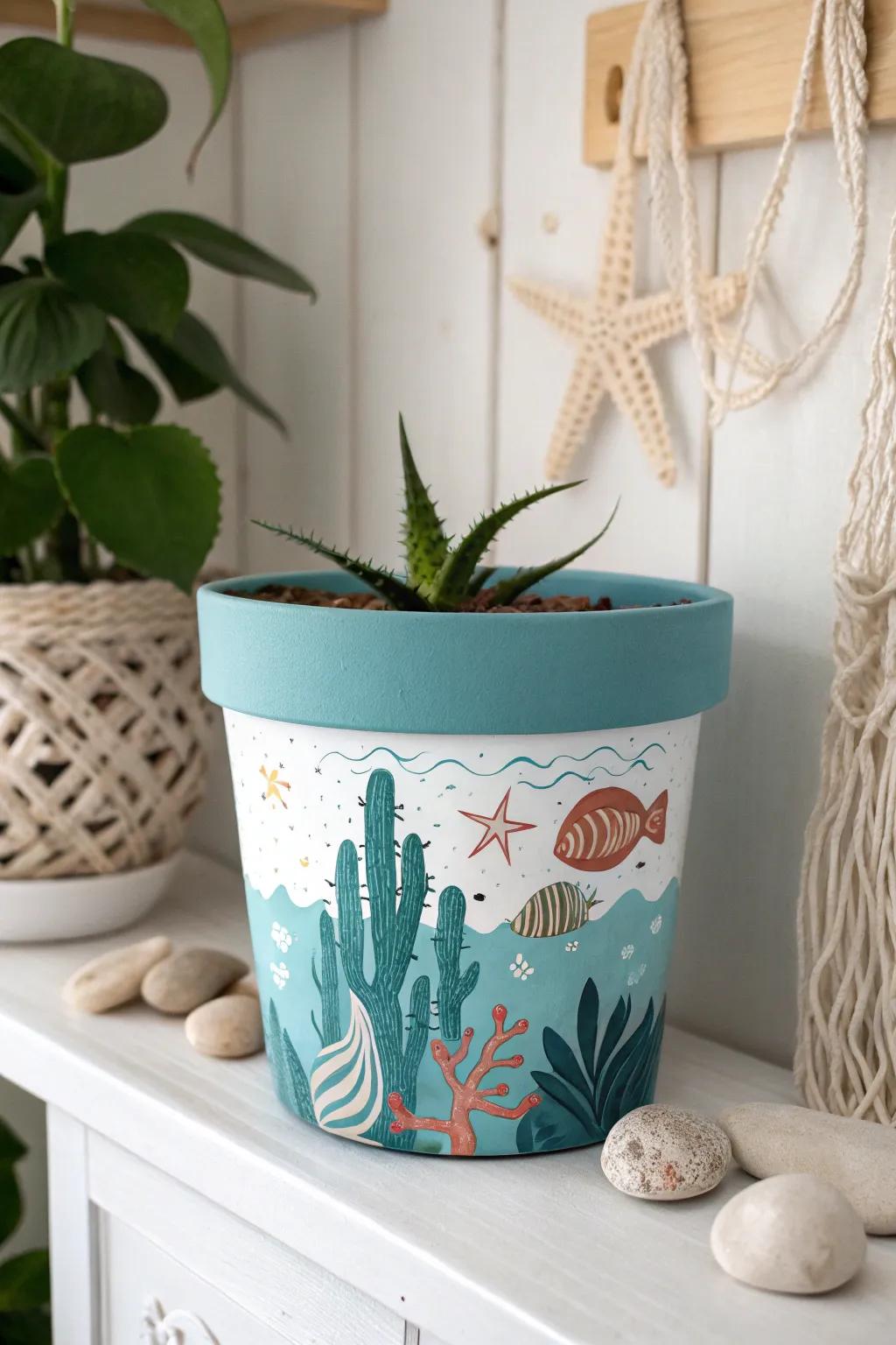 Bring the ocean to your garden with this serene sea-themed plant pot!