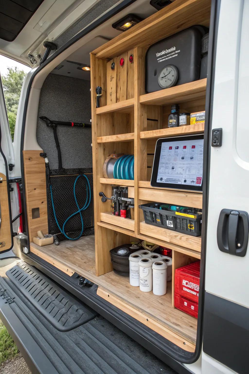 Master the art of organization with a mobile inventory system in your plumbing van.