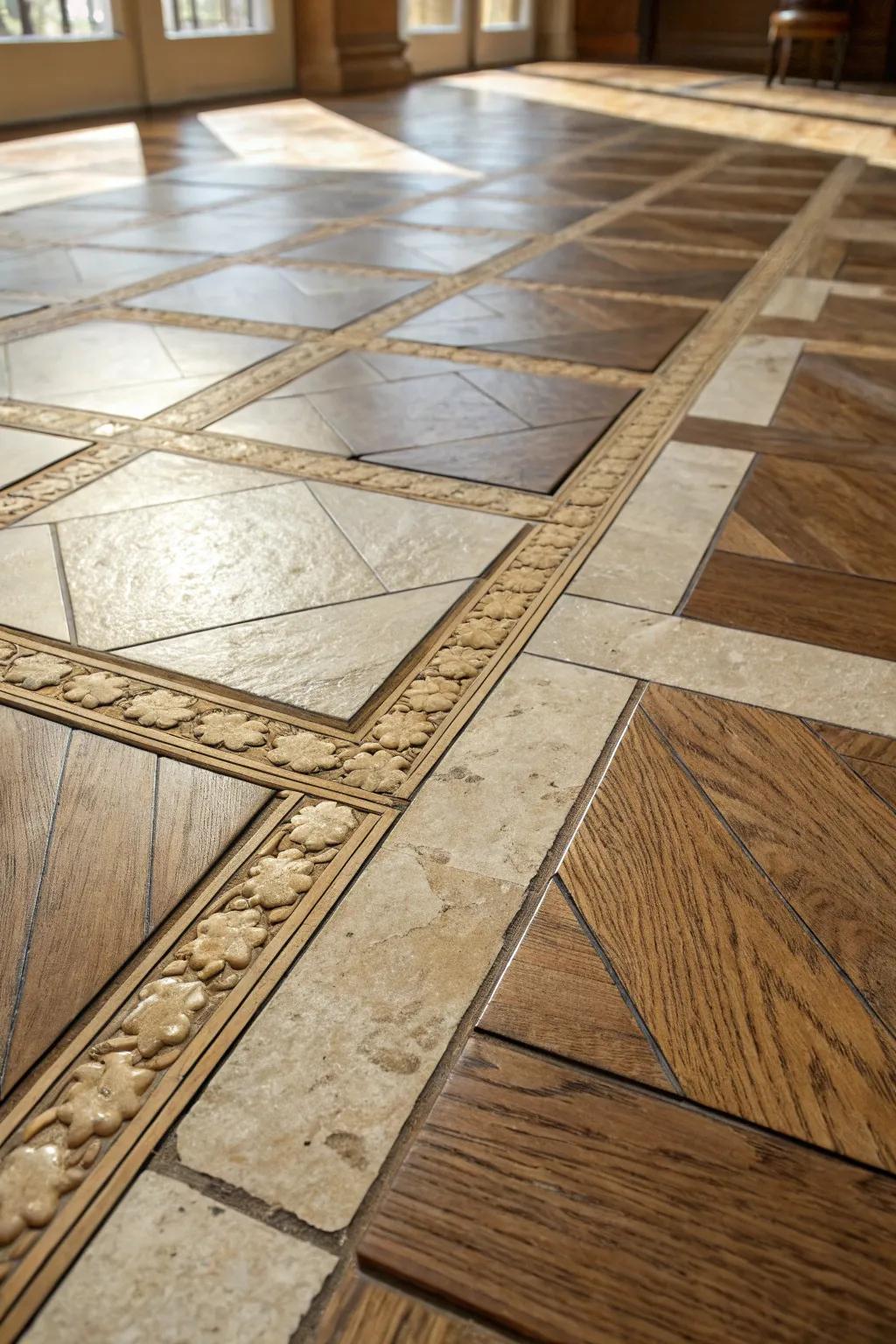 Elevate your space with the timeless elegance of layered flooring.
