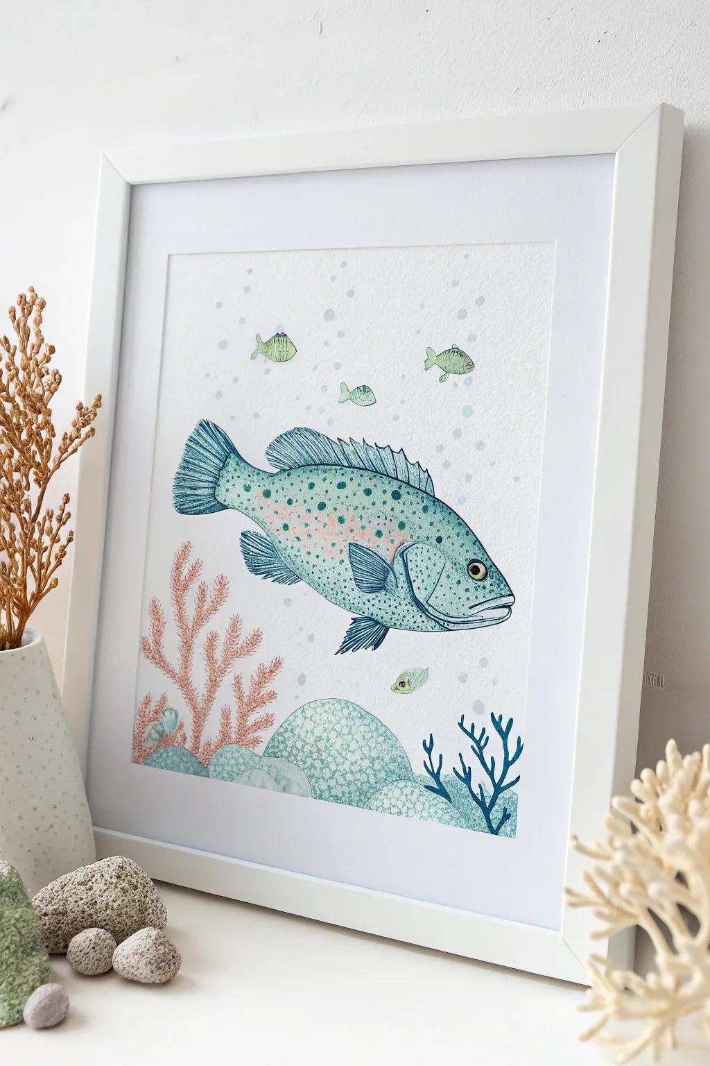 Dive into tranquility with this minimalist pointillism masterpiece, perfect for adding a touch of serene beauty to your space.