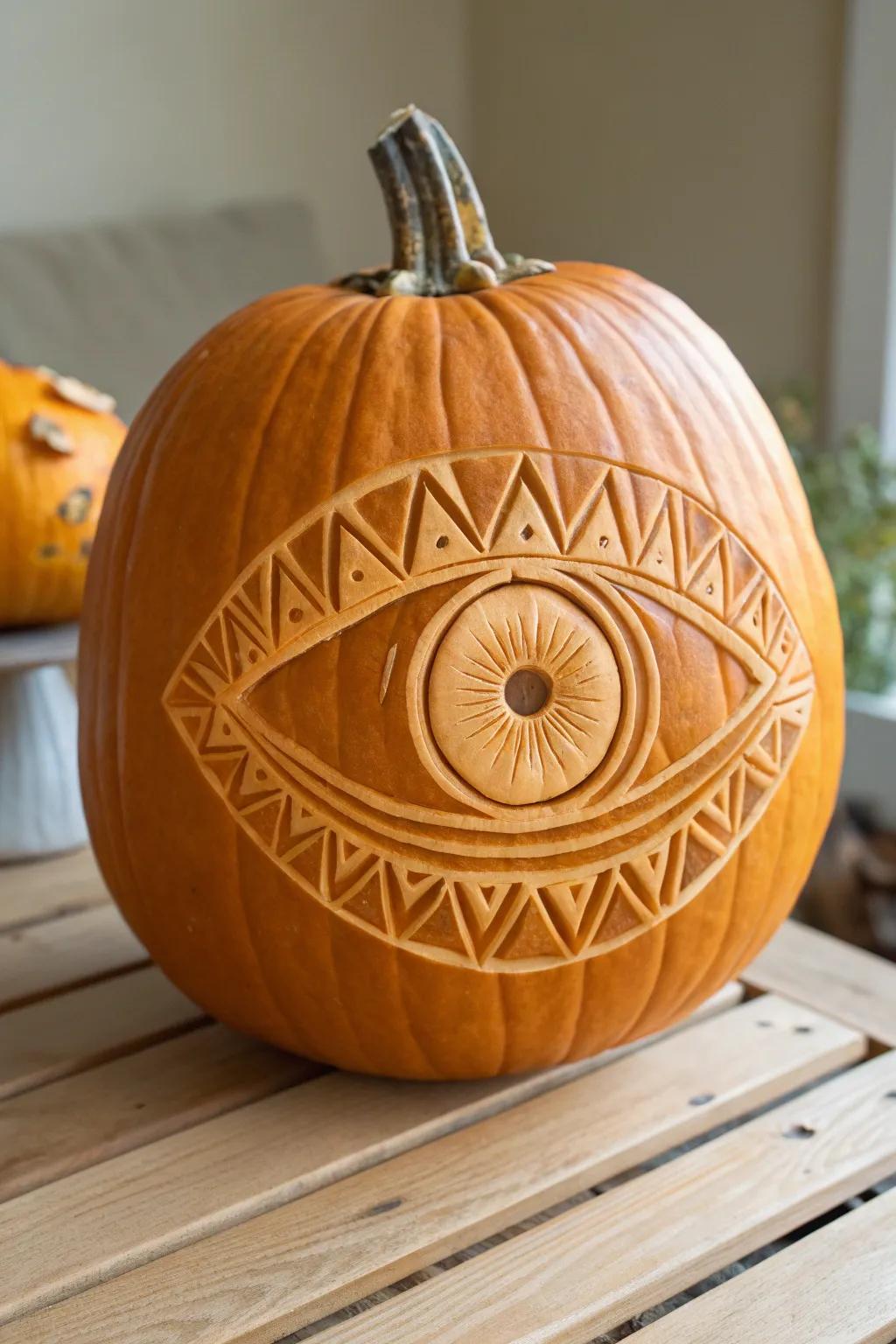 Double the intrigue with double-layered pumpkin eyes. A minimalist Boho twist for your autumn decor!