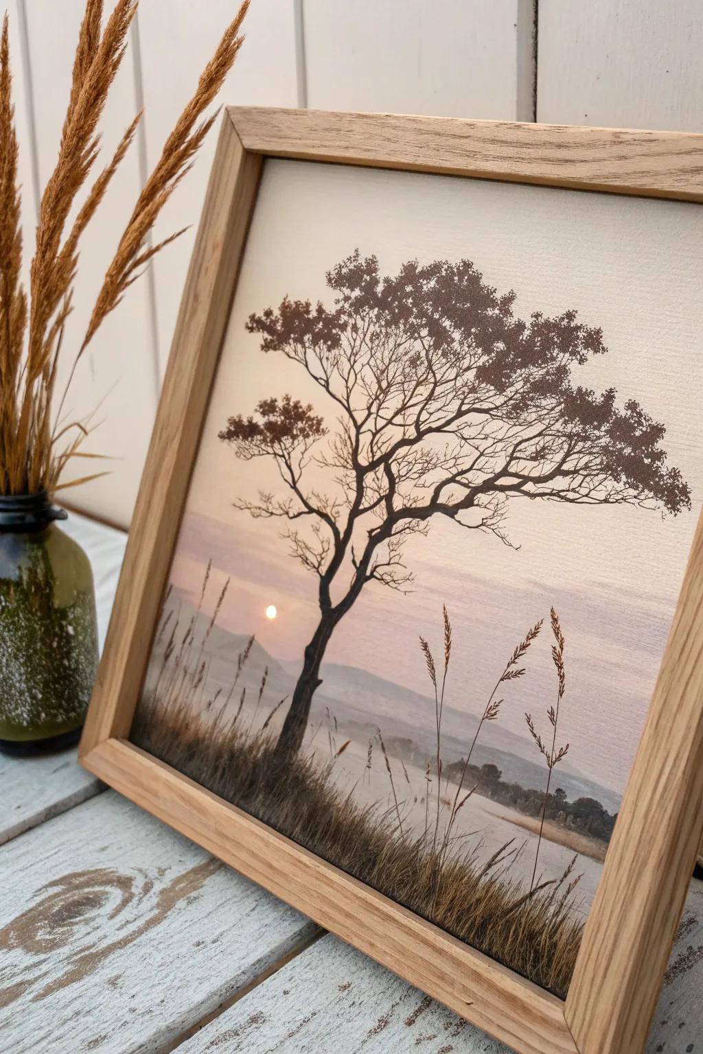 Embrace tranquility with nature's silhouettes in minimalist elegance.