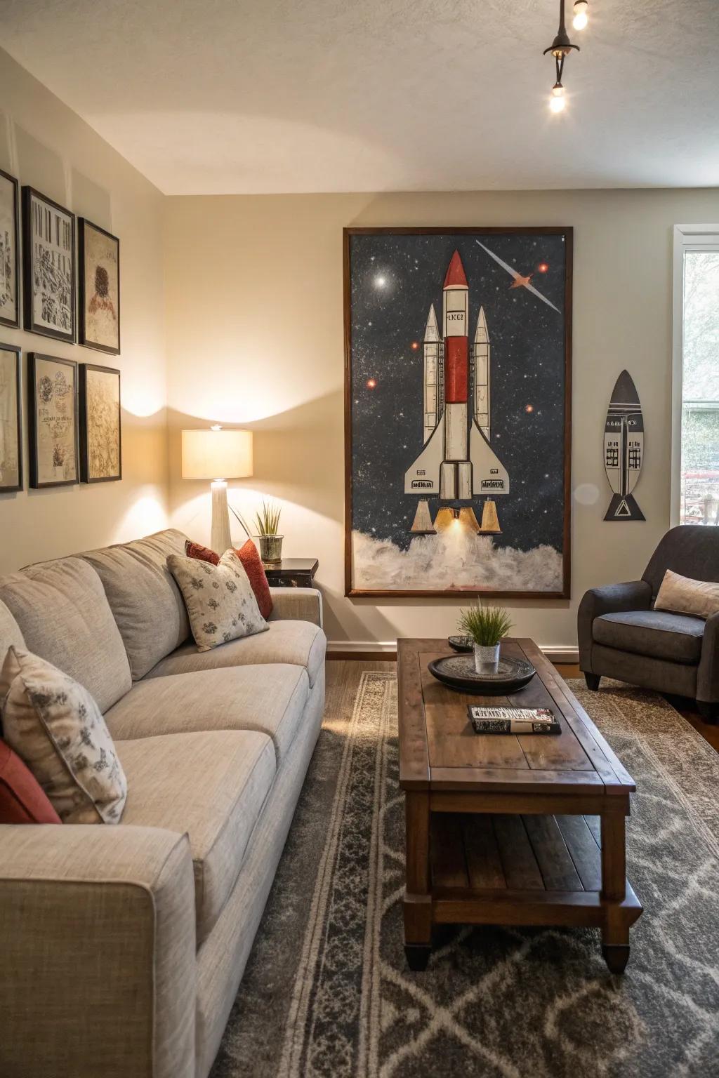 Celebrate your unique style with personalized rocket art.