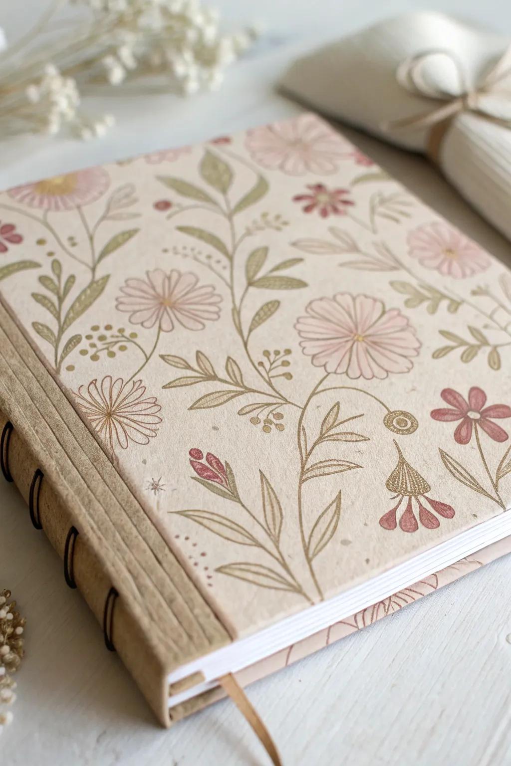Embrace elegance and sustainability with this beautifully crafted eco-friendly scrapbook cover.