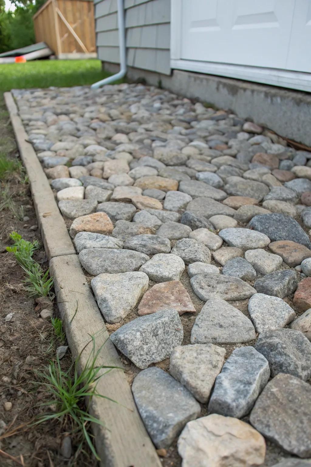 Craftsmanship at its finest: A durable crushed stone pad foundation for your shed.