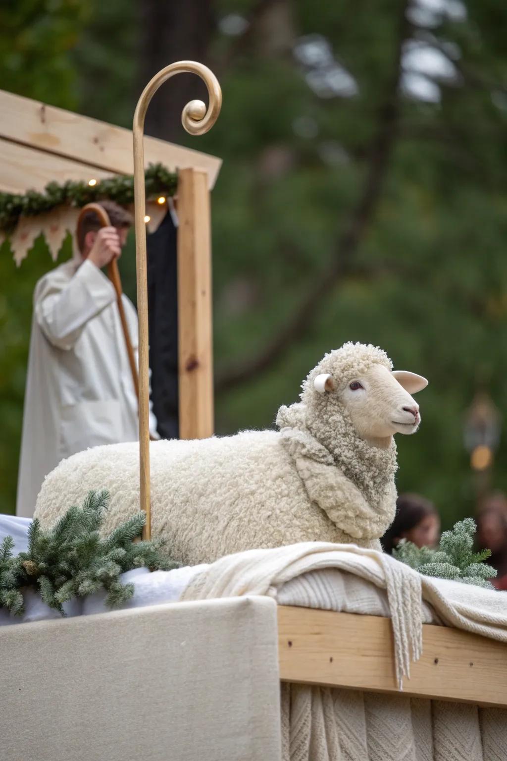Embrace the joy of simplicity with this charming shepherd scene float, a delightful nod to the nativity story.