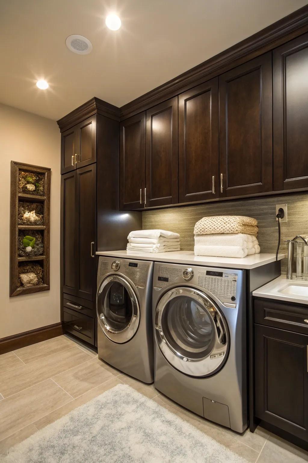 Transform your garage into a sleek, efficient laundry haven with a touch of craftsmanship.