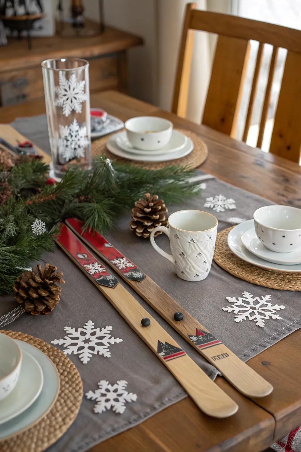 Delight your guests with a ski-themed tablescape.