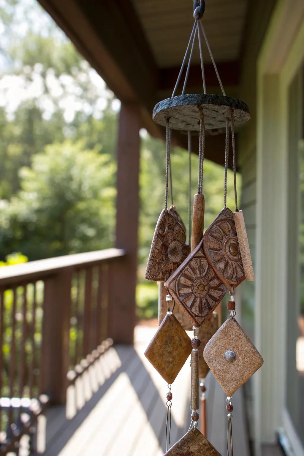 Embrace the art of craftsmanship with these unique ceramic slab wind chimes, where nature's melody meets handmade beauty.