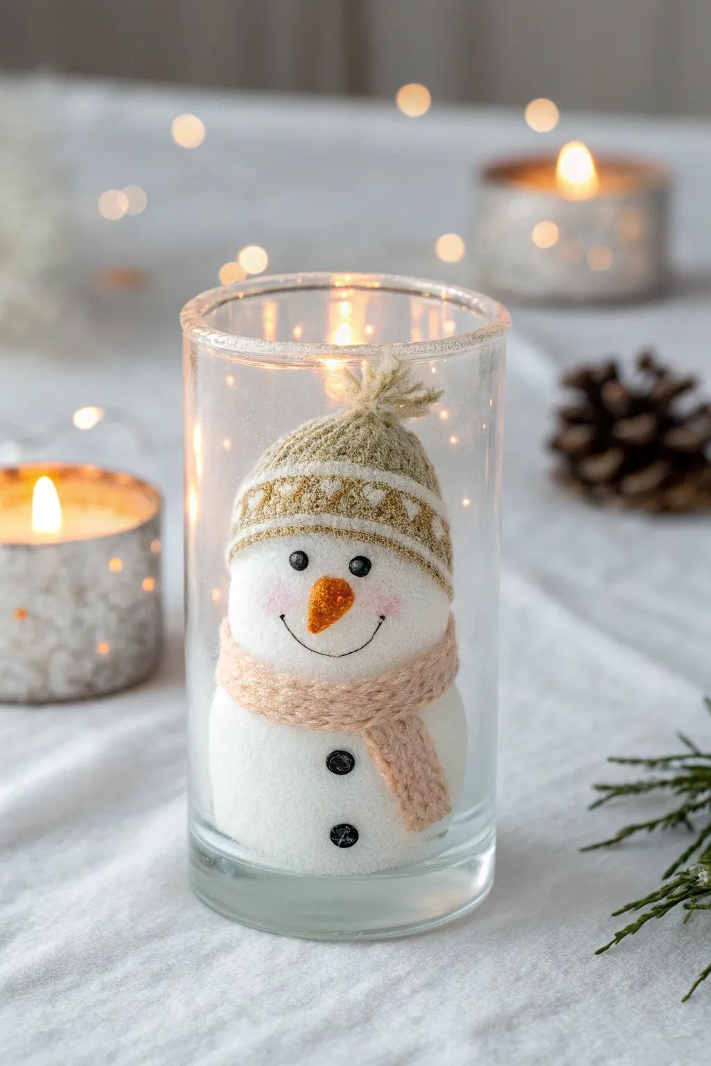 Embrace winter's warmth with these charming snowman candle holders, a perfect blend of Scandinavian simplicity and boho charm.
