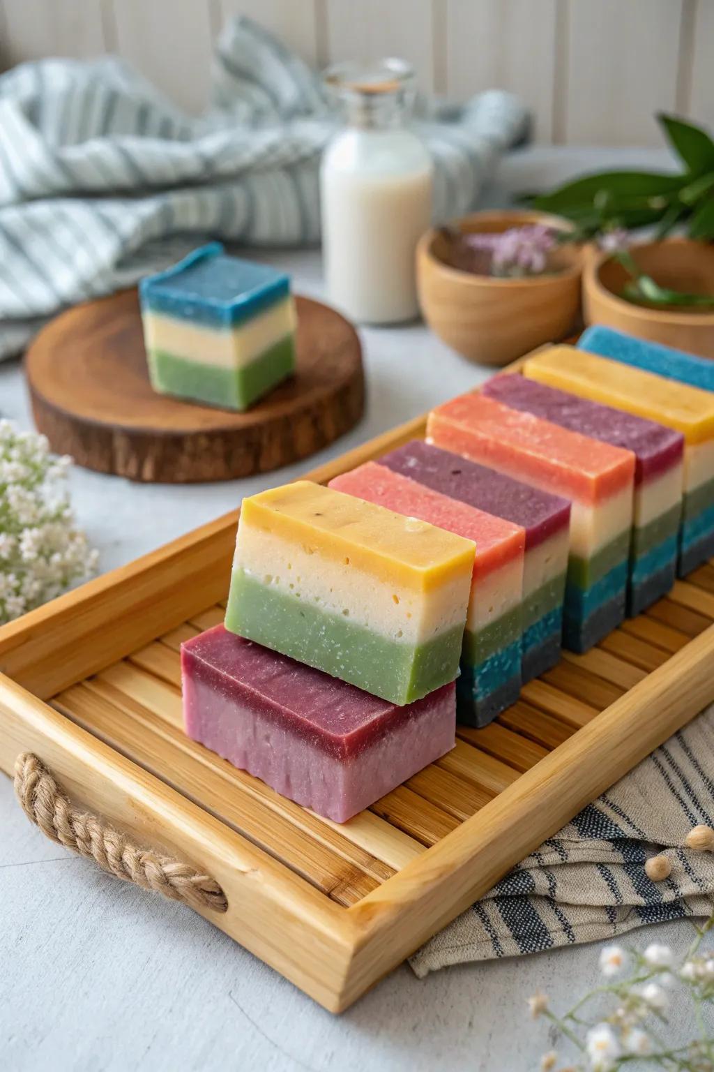 Sustainable soaps with beautiful eco-friendly layers.