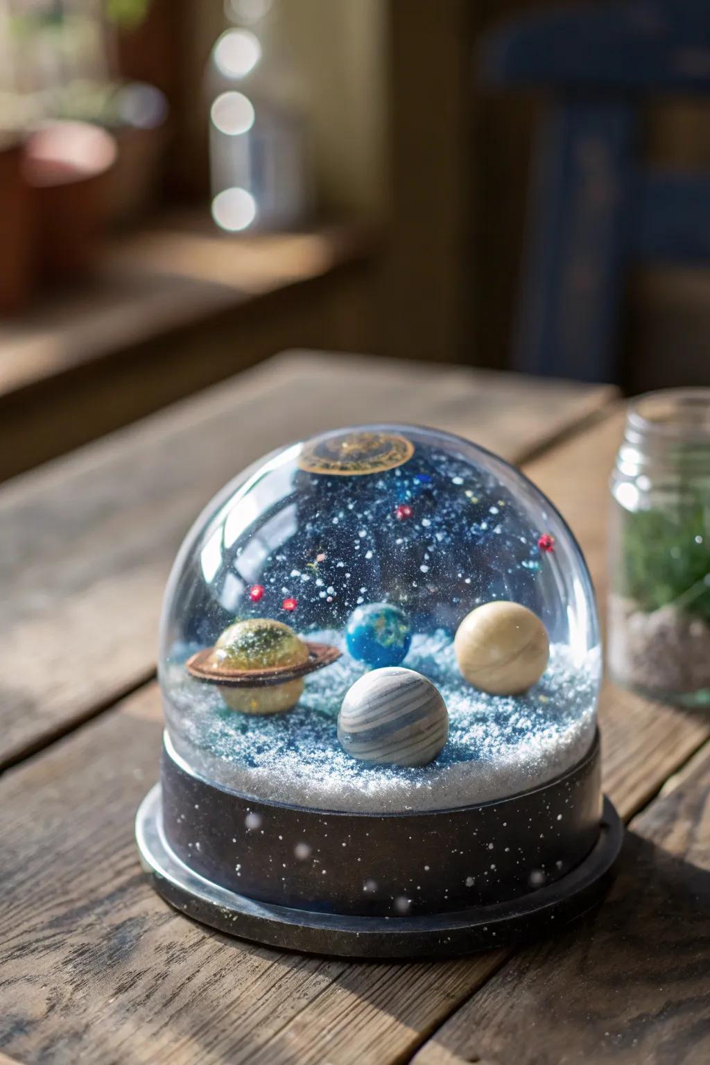 Capture the cosmos in your hands with this DIY space snow globe—where artistry meets the universe.