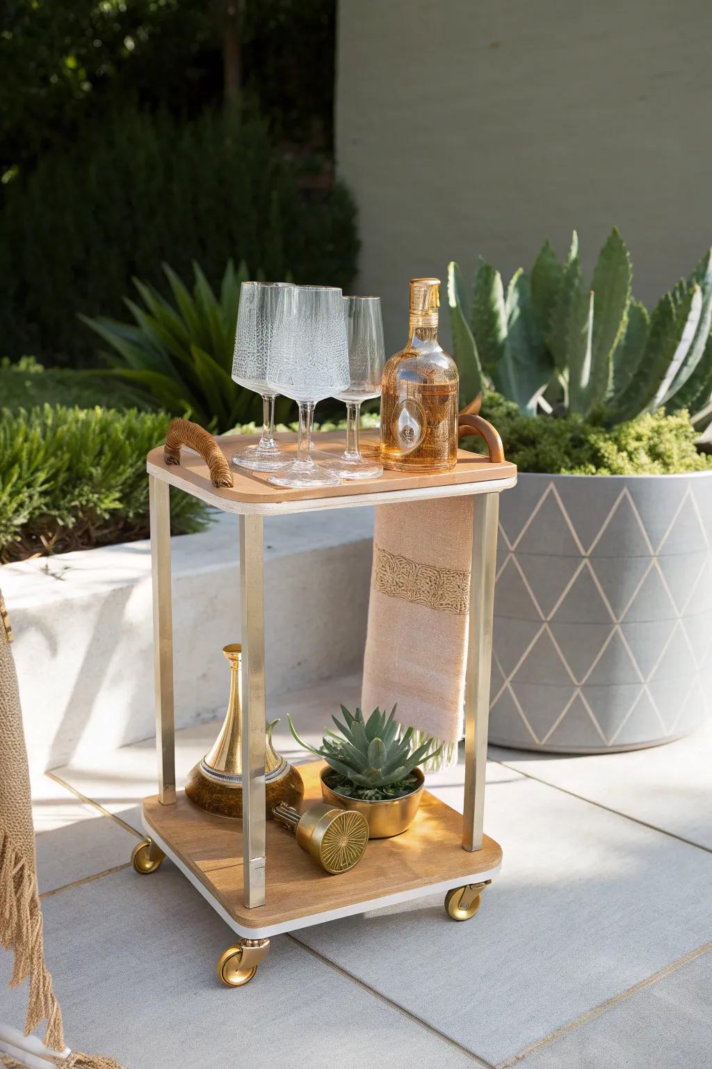 Elevate your patio vibes with a chic compact bar cart, where Scandinavian simplicity meets boho elegance!