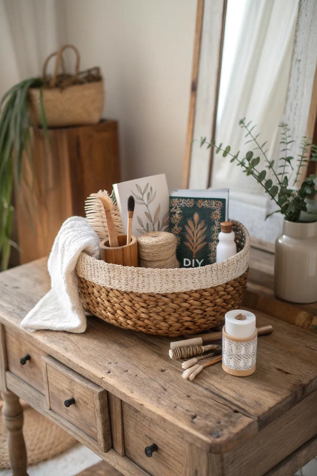 Elevate your DIY projects with a touch of elegance and simplicity. Discover the art of home improvement with this thoughtfully curated basket!