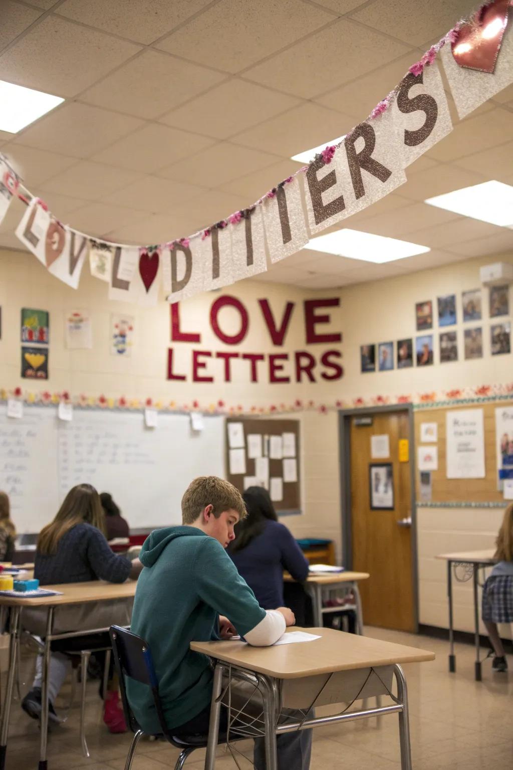 A garland of heartfelt messages that connects the classroom.