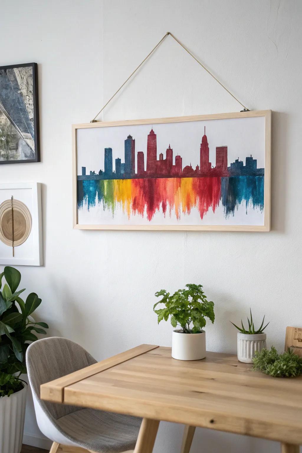 Embrace urban energy with bold, abstract cityscapes that bring vibrancy to minimalist spaces.
