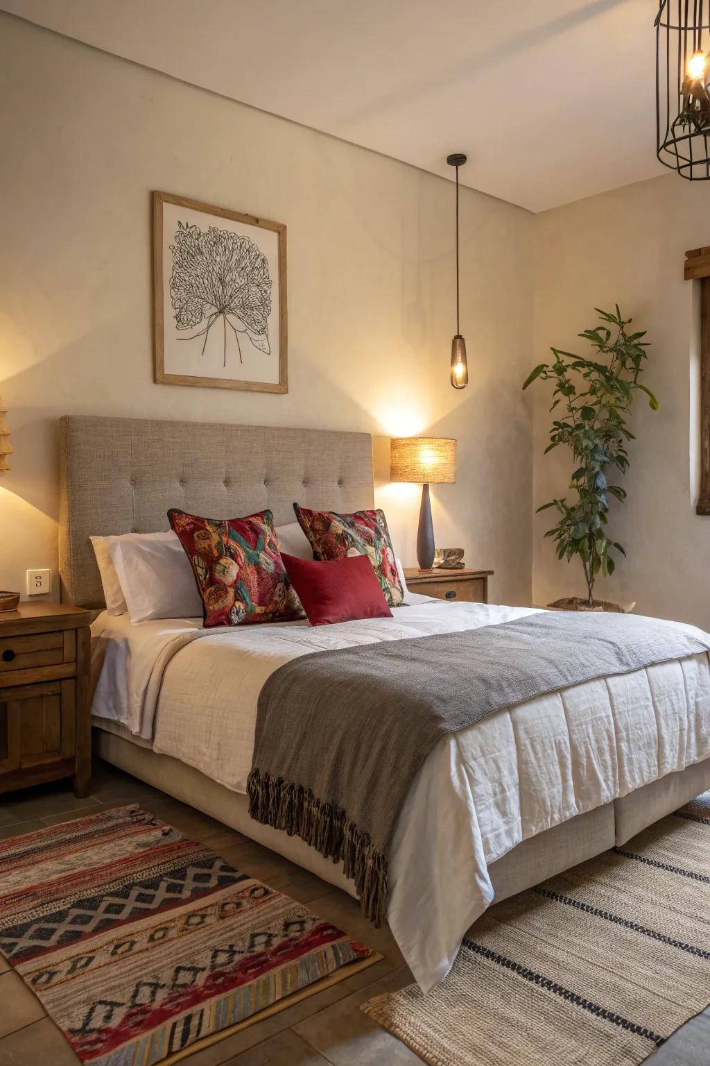 A pop of color can invigorate your winter bedding design.