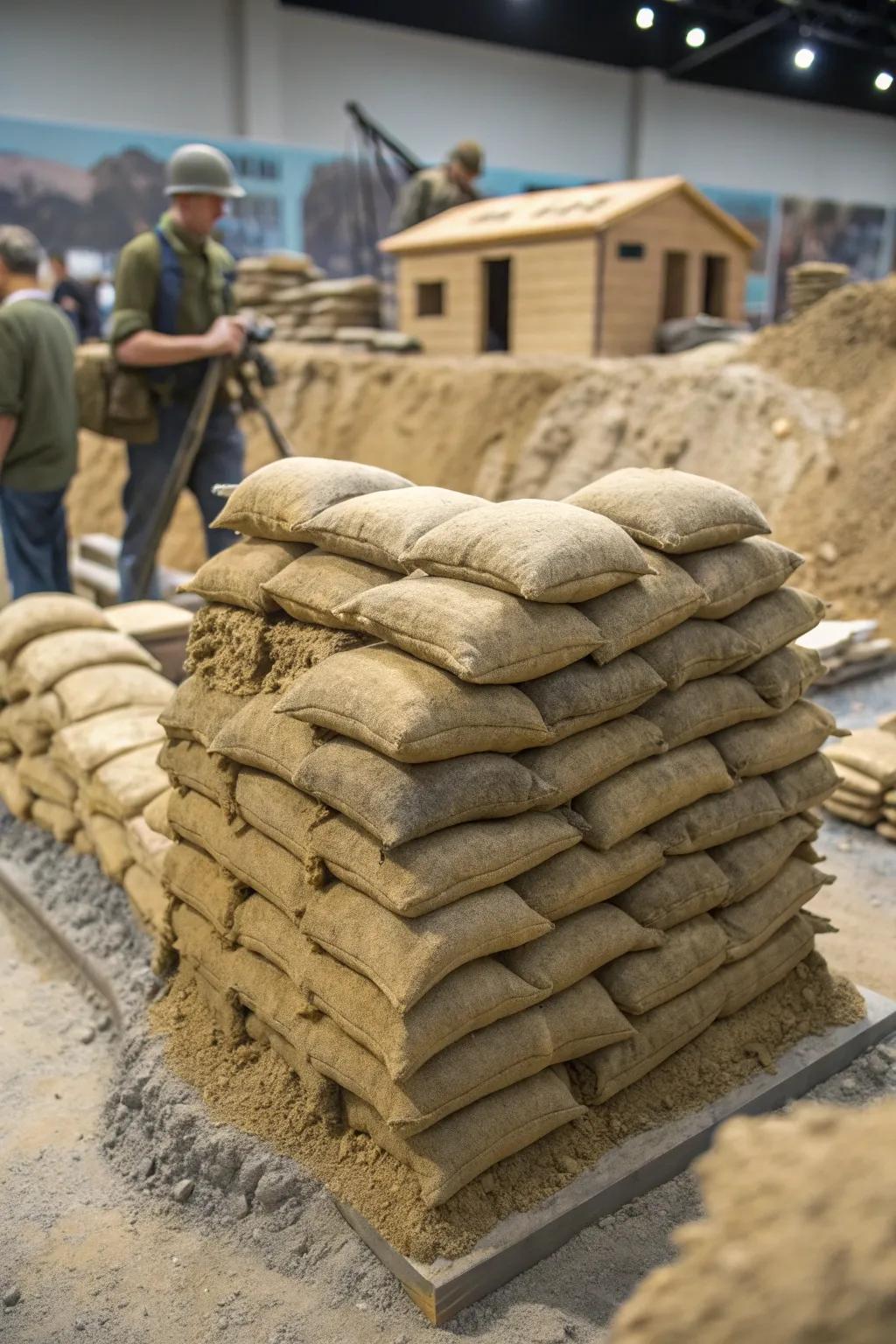 Master the art of defense: Sculpted sandbags for your WW2 diorama.