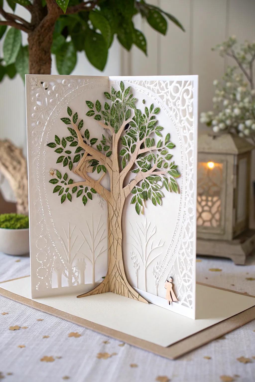 Discover the art of simplicity with this enchanting Zacchaeus pop-up card, a perfect blend of craftsmanship and minimalist elegance.