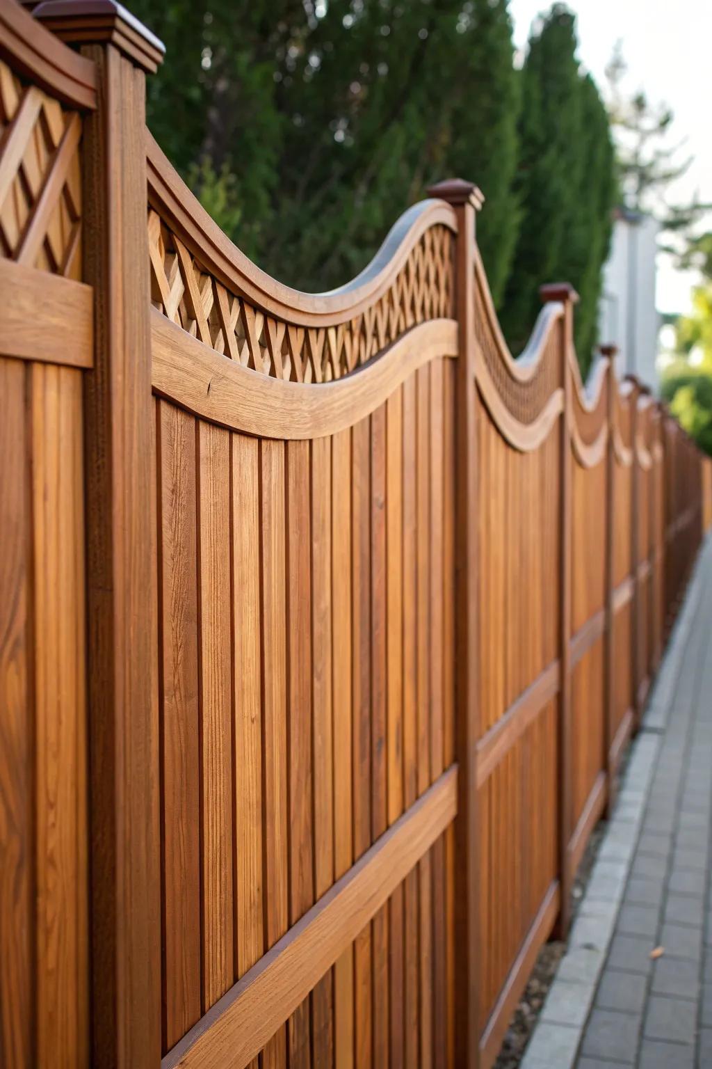 Elevate your garden's style with a dynamic staggered-height wooden fence.