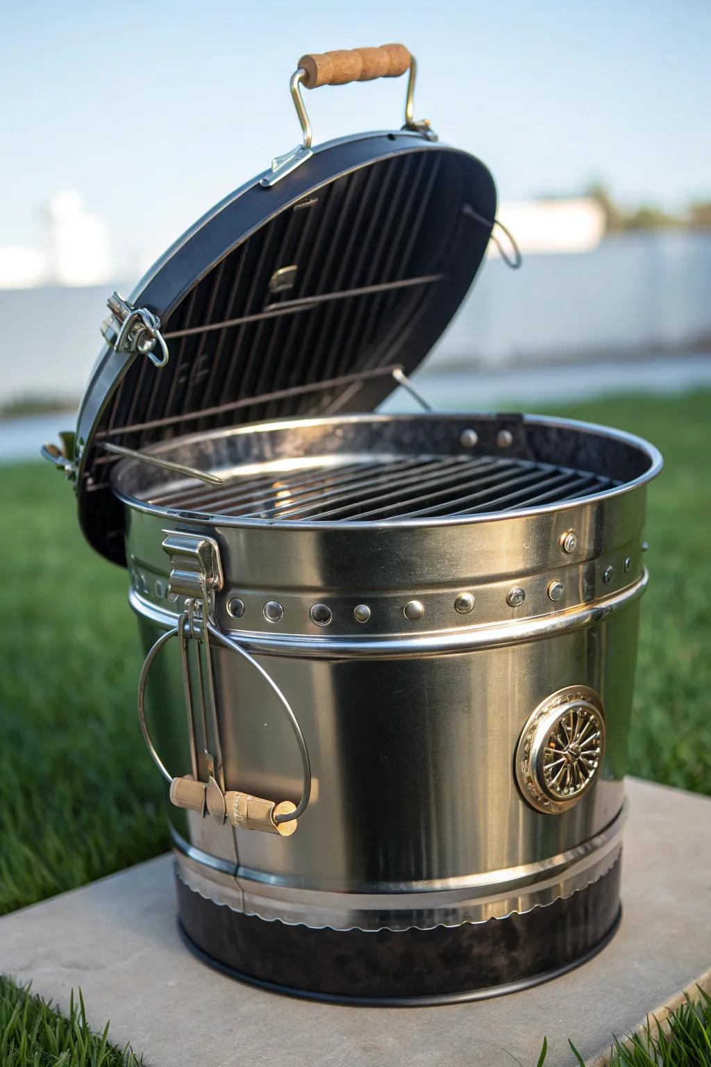 Turn heads at your next picnic with this crafted 5-gallon bucket BBQ grill masterpiece!