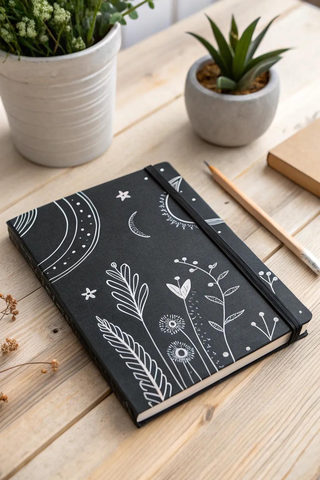 Embrace endless creativity with a chalkboard notebook cover — where every new idea finds its place in style.