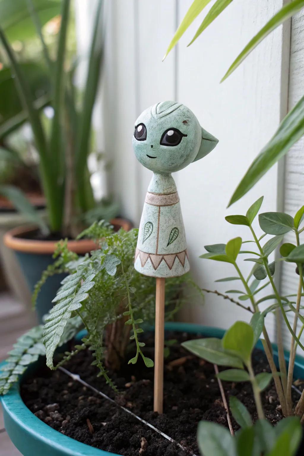 Add a touch of whimsy to your garden with these charming alien planter stakes!