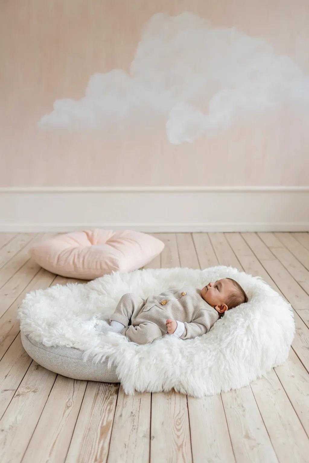 Floating on Cloud Nine: Capture the serenity of your little one's dreams with a minimalist and dreamy photoshoot.