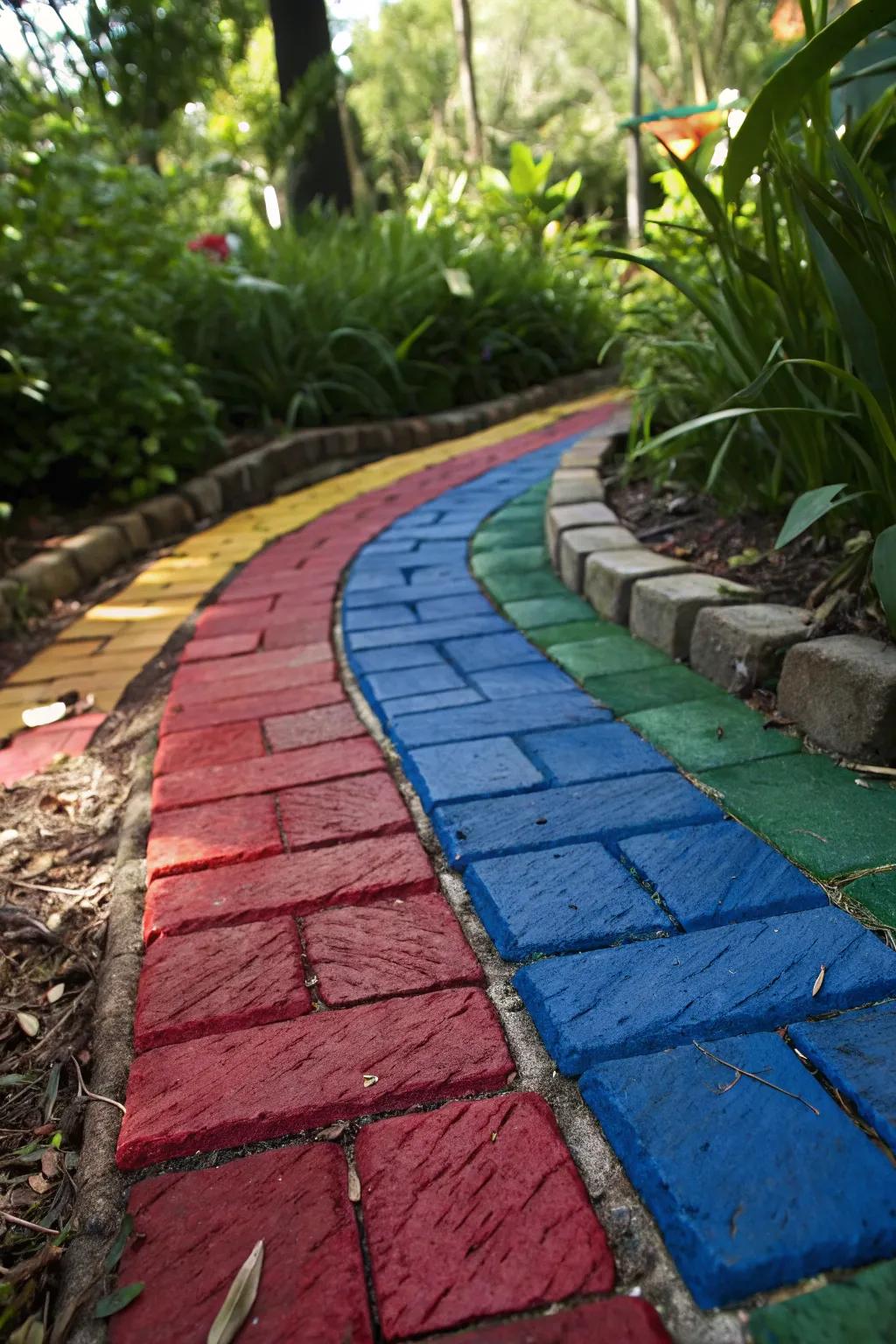Transform your garden with vibrant brick edging - where art meets nature.