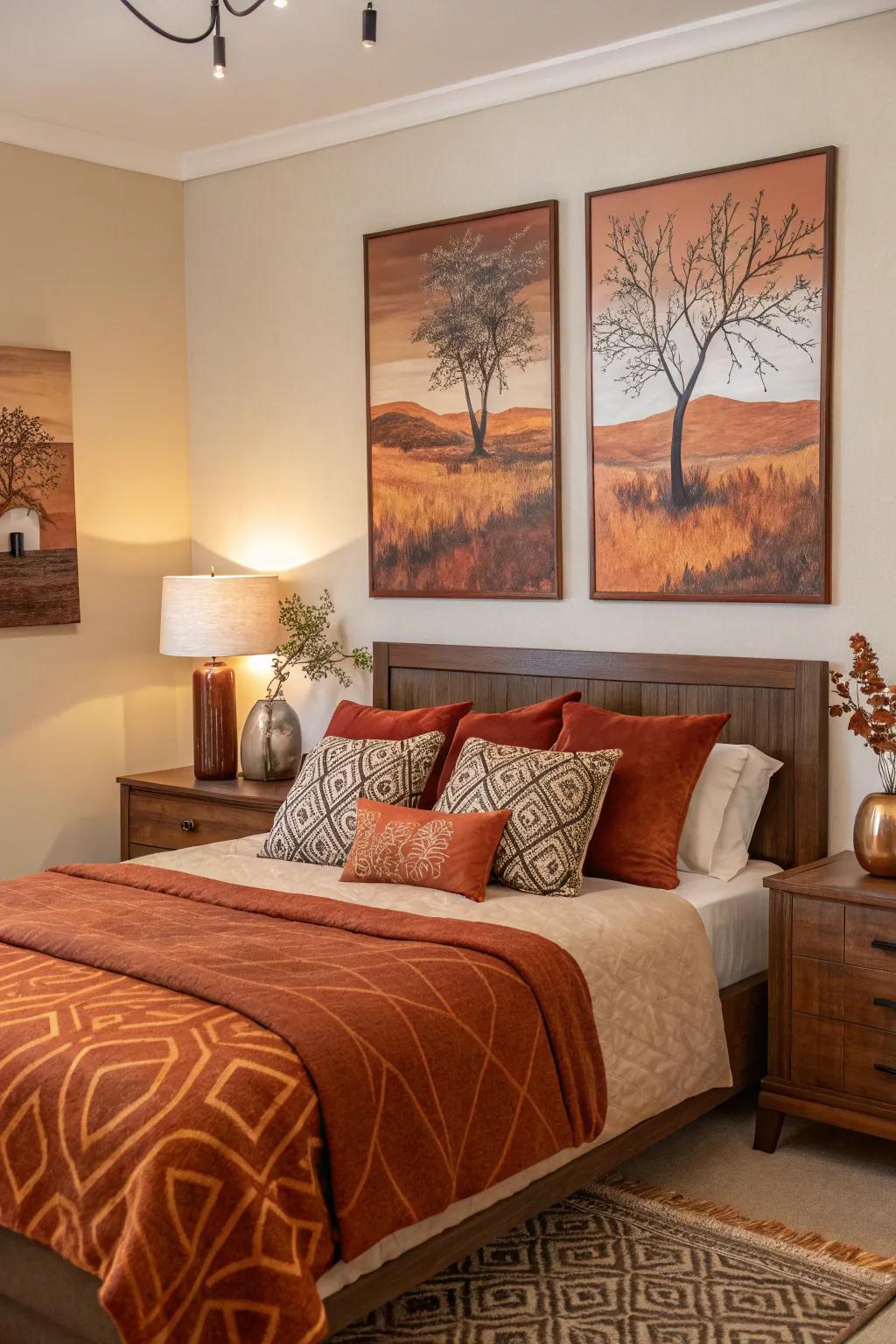 Layered art pieces create a personalized gallery effect.