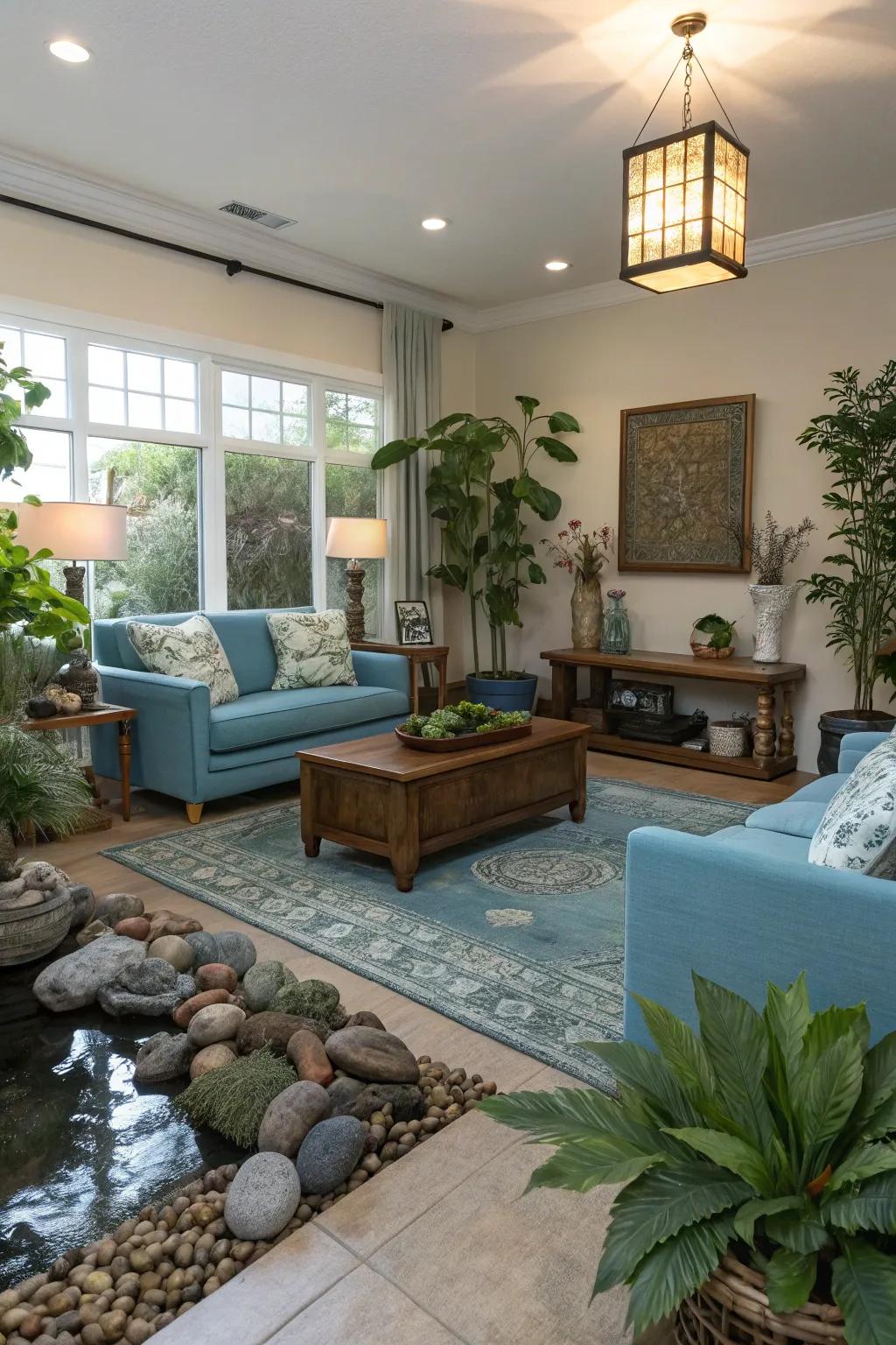 A room designed with Feng Shui principles for balance.
