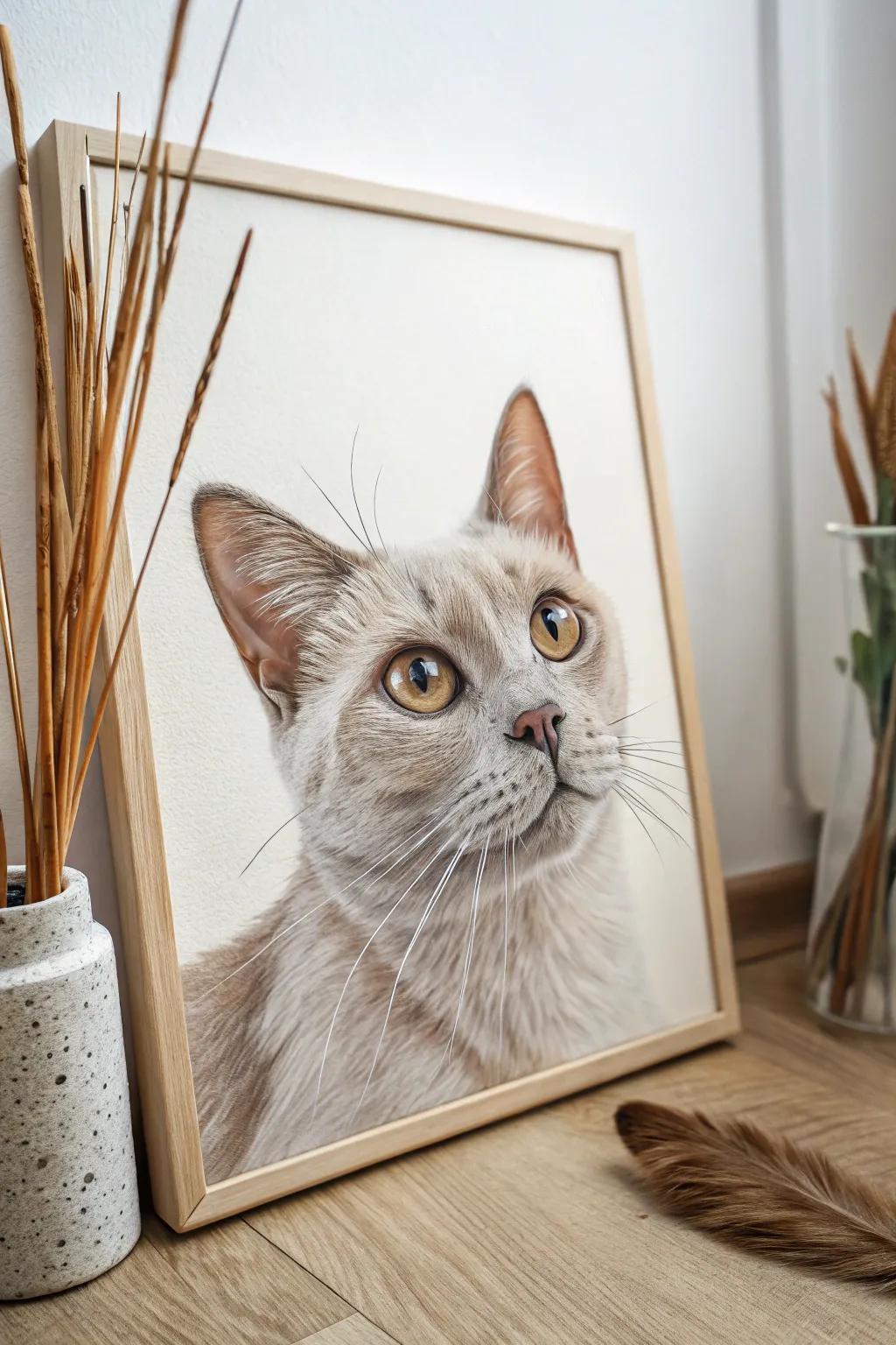 Embrace simplicity with this minimalist cat painting that captures the essence of feline grace.