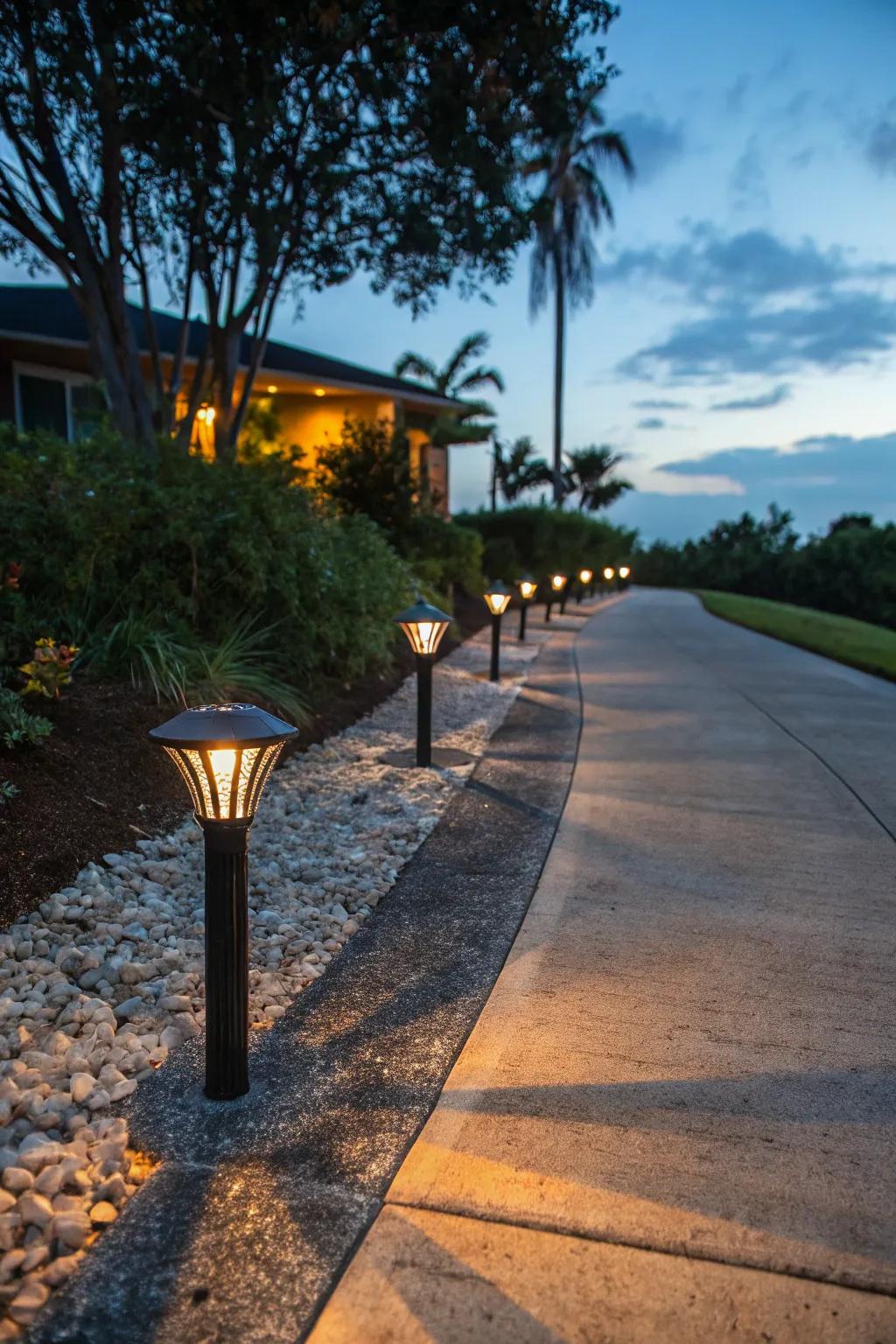 Illuminate your driveway with elegance and efficiency: Discover the charm of solar lighting pathways.