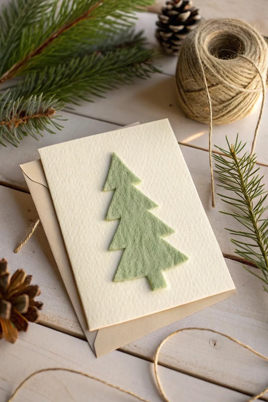 Elevate your holiday greetings with cozy felt embellishments for a touch of simple, natural beauty.
