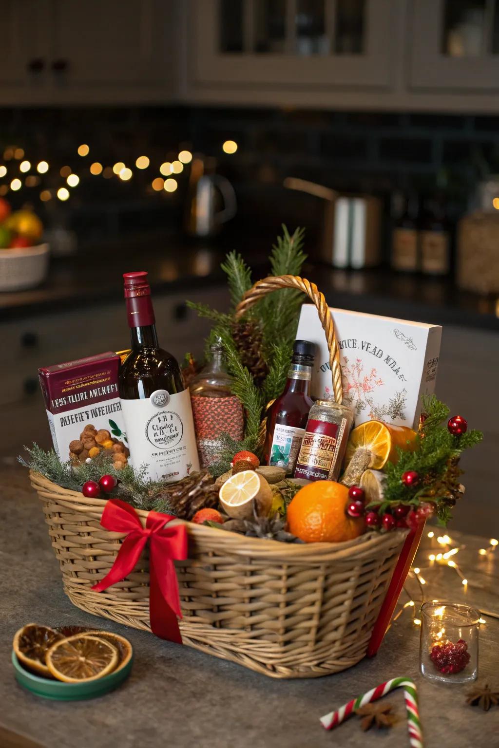 A mystery mixology basket inviting adventurous cocktail creations.