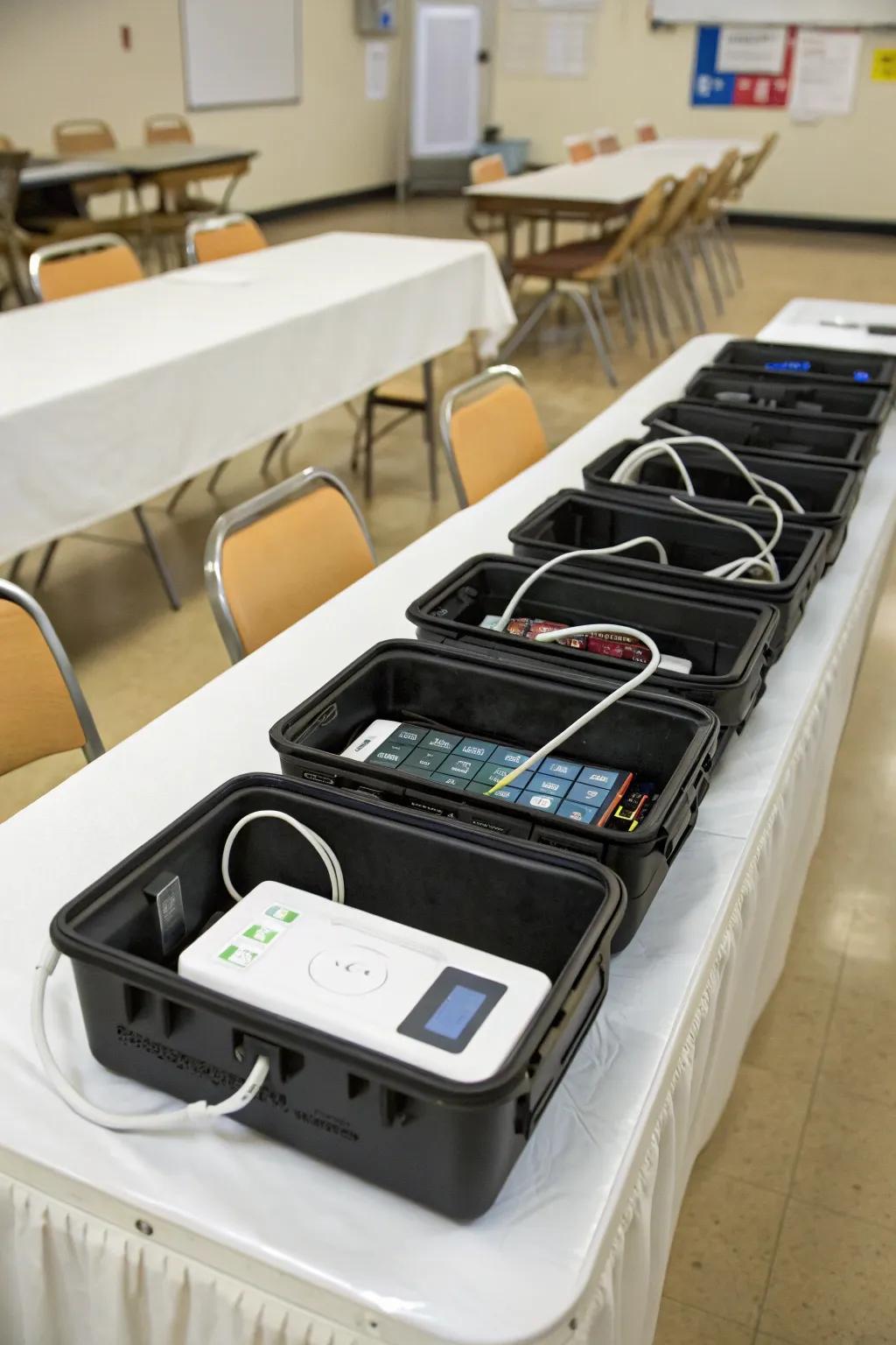 Caddies with charging ports for tech-friendly classrooms