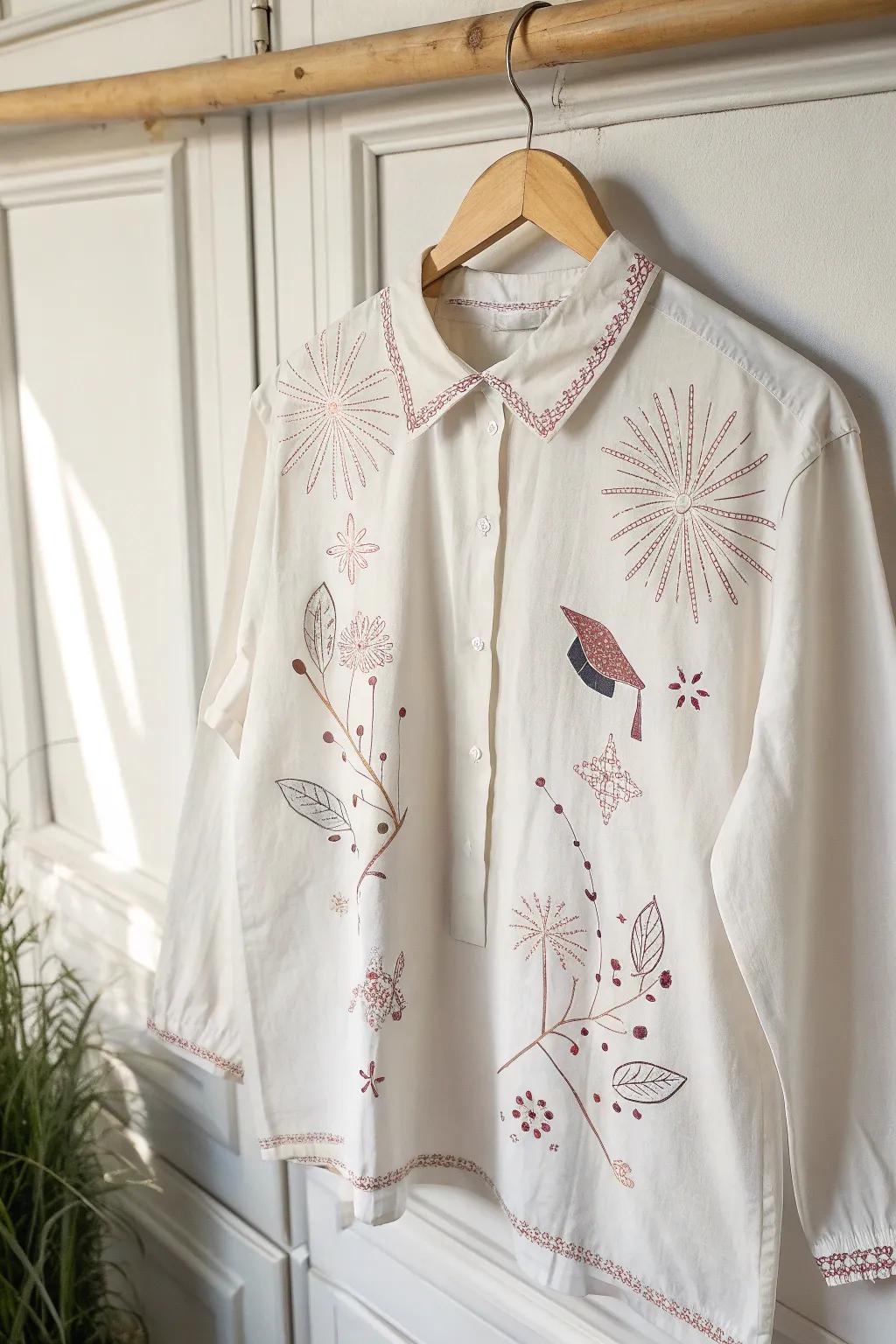 Celebrate in style with minimalist elegance - the perfect college shirt for memorable occasions.