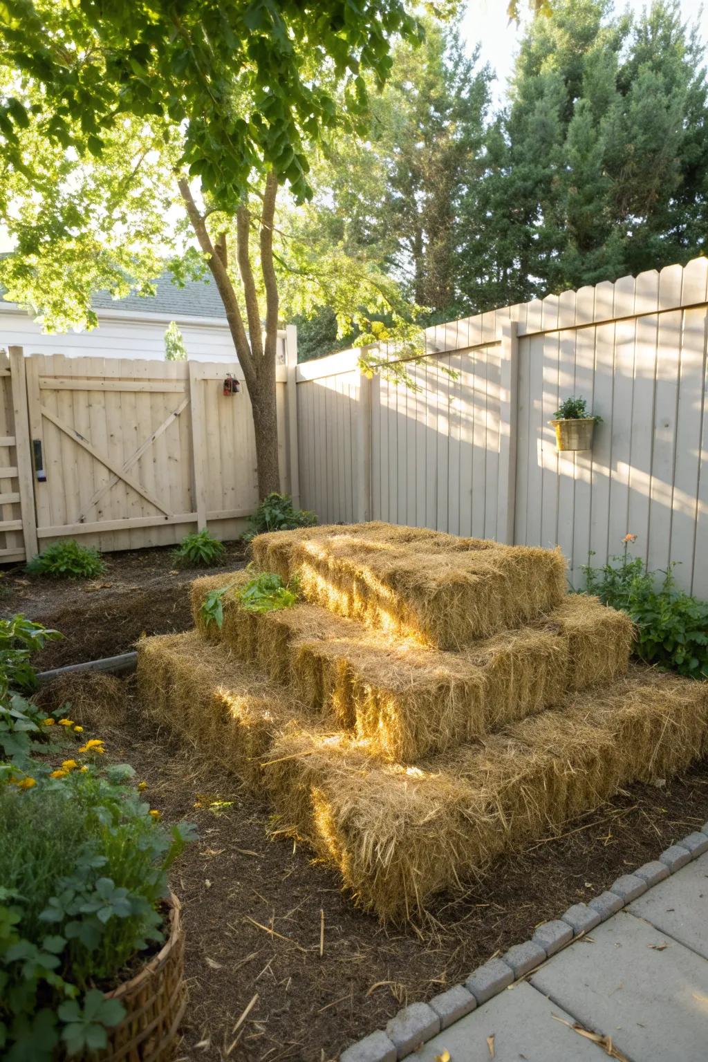 Elevate your garden with the rustic charm of straw bale composting. Embrace simplicity and sustainability in style.