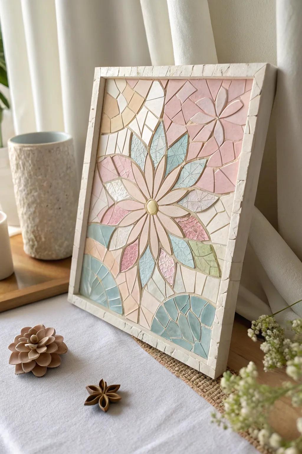 Discover the delicate artistry of paper mosaics and transform your space with minimalist charm.