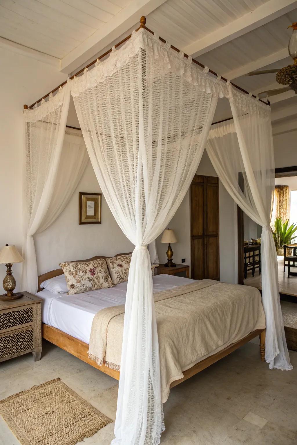 A canopy adds a romantic flair.